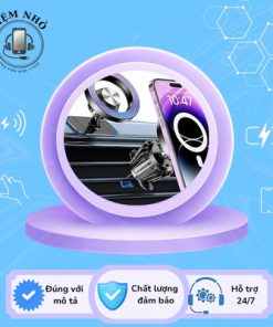 Giá đỡ điện thoại ô tô nam châm xoay 360 độ – giữ chắc, chống rung.