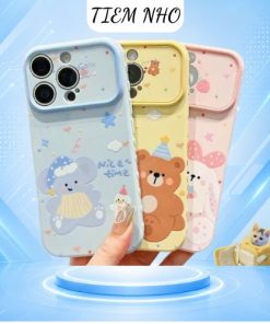 Ốp lưng hoạt hình TPU cao cấp với 3 mẫu Thỏ Hồng, Gấu Xanh và Gấu Vàng cho điện thoại.